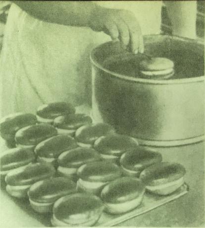 Par gatavojot kūkas "Bush" process. Foto no grāmatas "ražošana smalkmaizītes un kūkas," 1976 