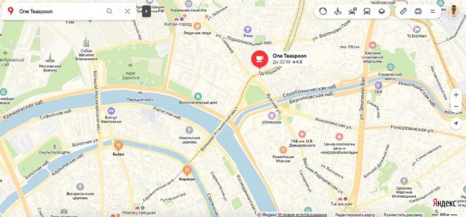 Tālu prom no metro. Ekrānuzņēmums Yandex. karte