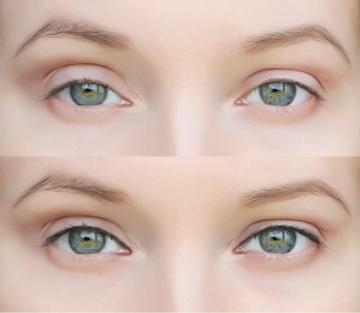 Metode pieteikšanās tušu, lai padarītu acis jaunāki (norādot uz modeļa 30+)